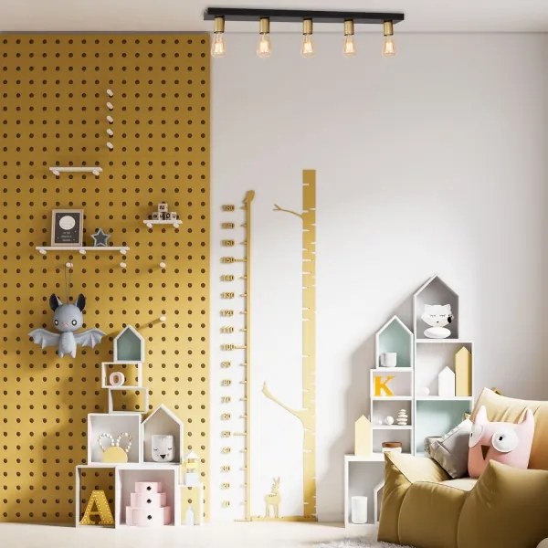 Plafonieră FILO 5xE27/60W/230V neagră/aurie