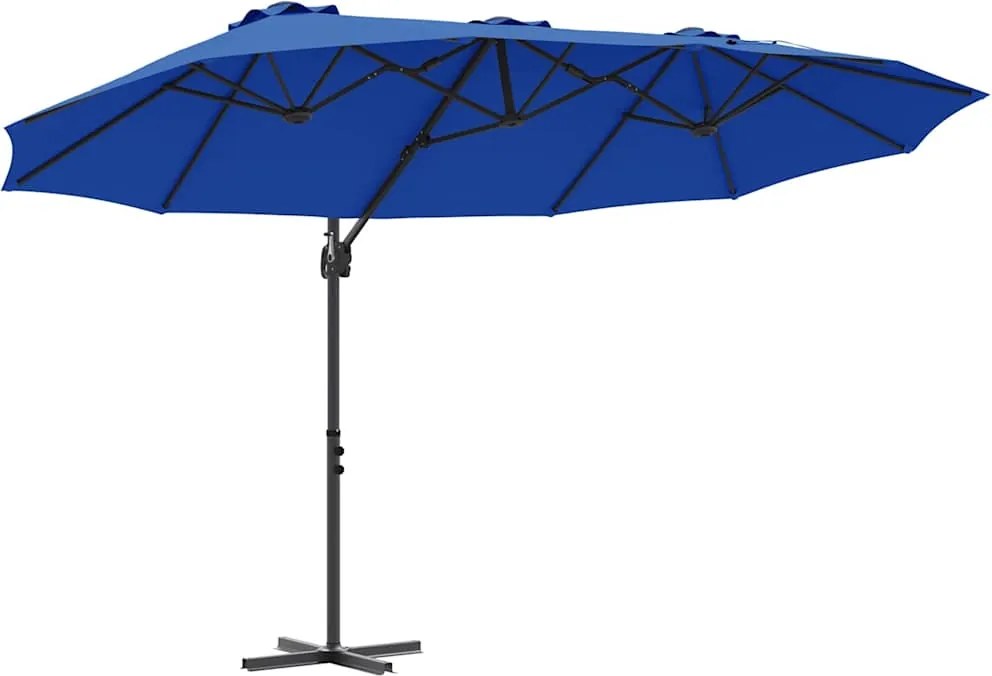 vidaXL Umbrelă de soare Albastru azur 372 x 198 x 243 cm