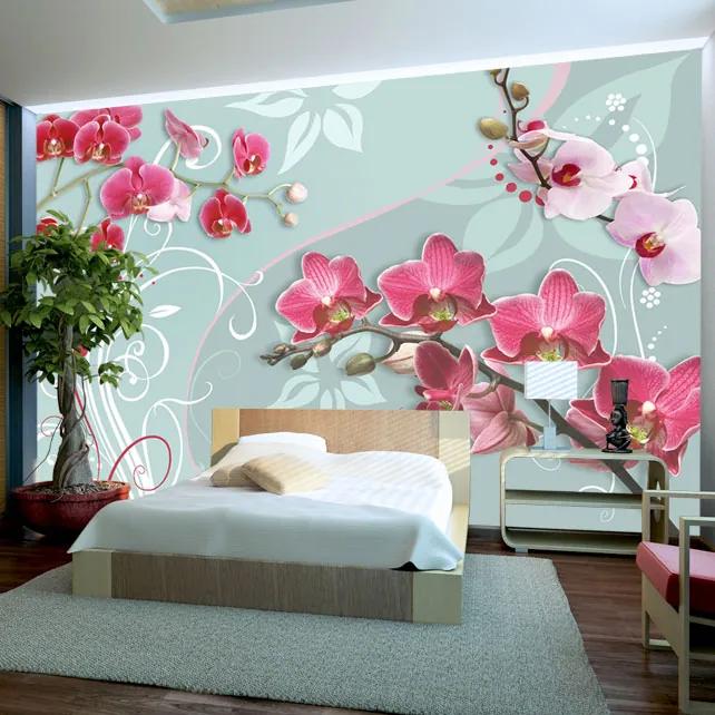Fototapet Bimago - Pink orchids - variation II + Adeziv gratuit 200x140 cm