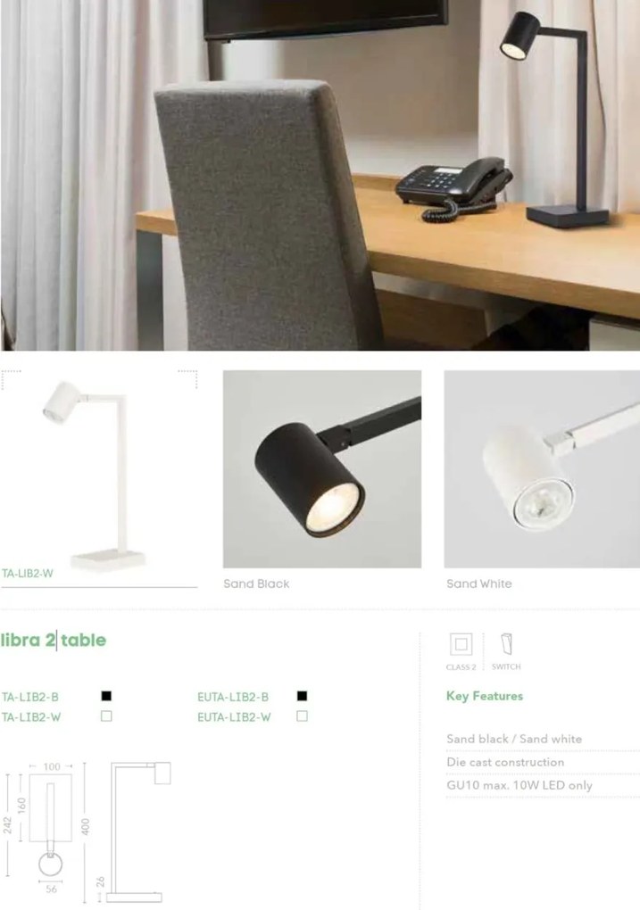 Lampa de birou cu Spot Libra 2 alba