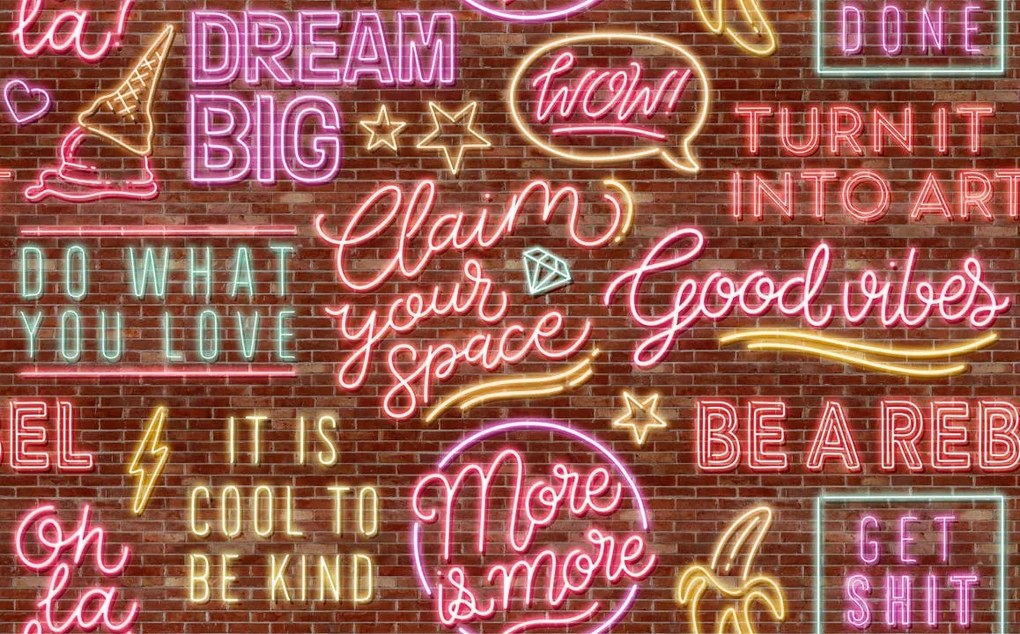 Fototapet, Neon Vibes, Brickwall, Rebel Walls