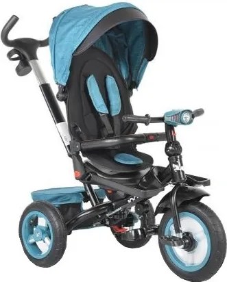 Tricicleta cu copertina detasabila NOVOKIDS™ Jockey Trike ,Cu far luminos si melodii, Roti gonflabile din cauciuc, Pozitie somn, Pedale si maner