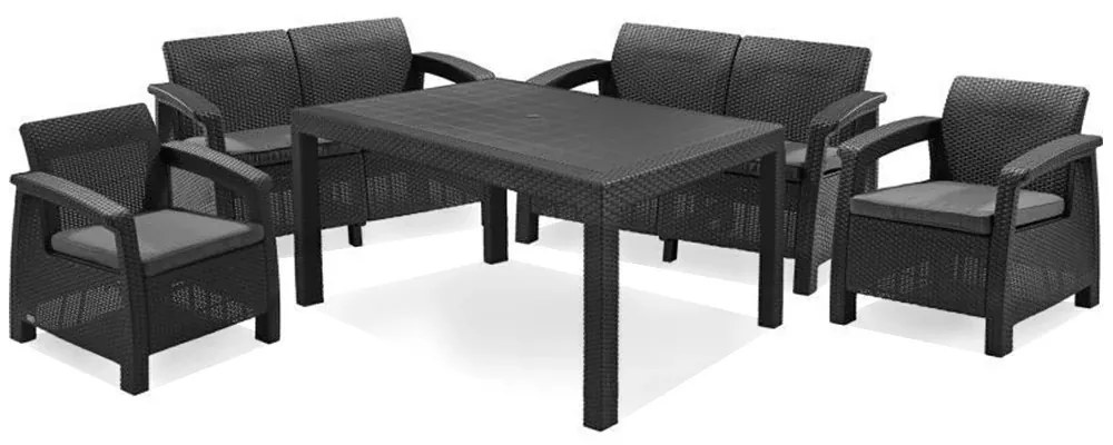 Set de mobilier de grădină Corfu Fiesta, culoare grafit, cu perne gri deschis