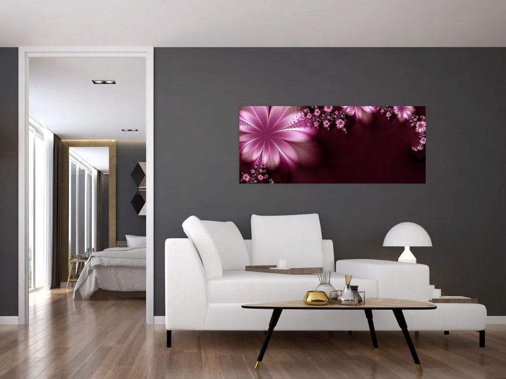 Tablou cu abstracție - flori (120x50 cm)