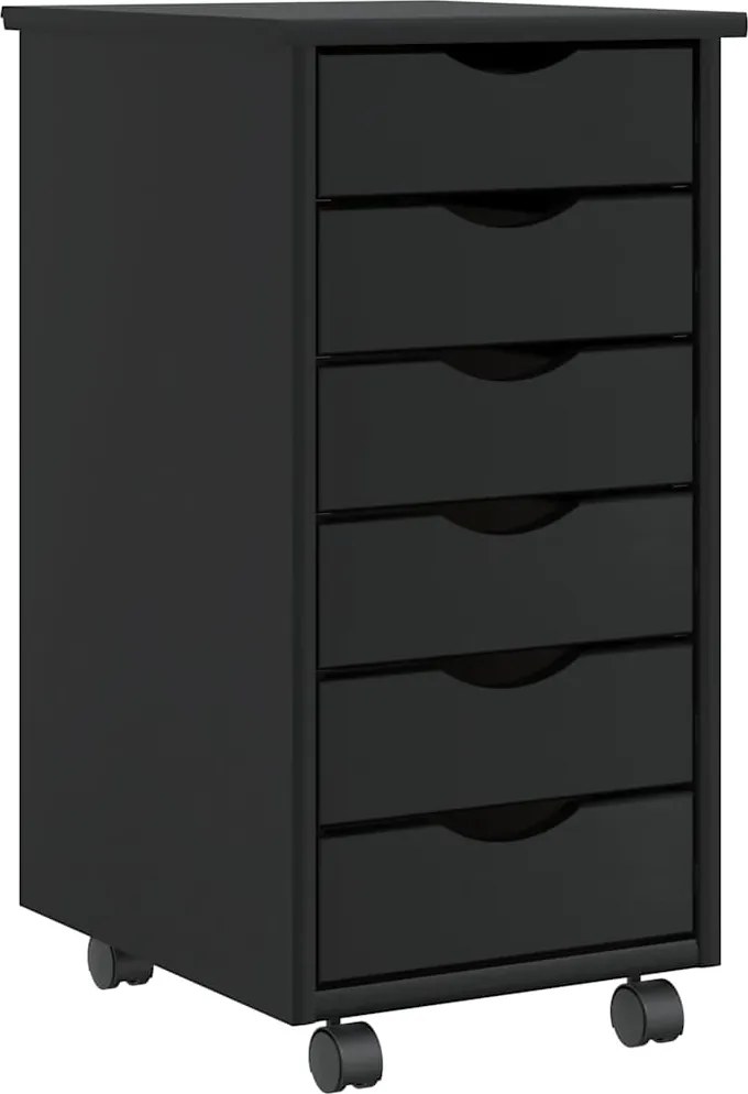 vidaXL Dulap rulant cu sertare „MOSS” din lemn masiv de pin negru