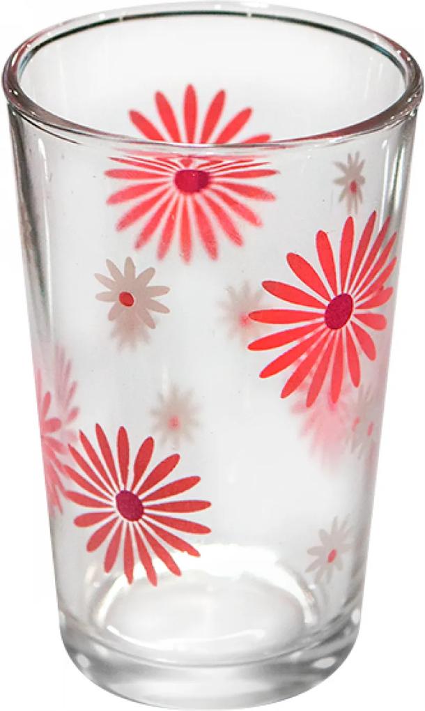 Set pahare 6 bucati cu decor flori roz bauturi racoritoare 011132