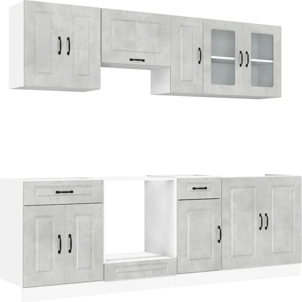 vidaXL Set dulapuri de bucătărie 8 piese „Kalmar” gri beton Lemn