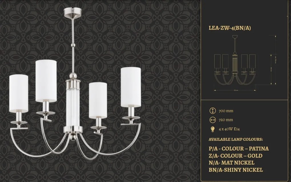 Candelabru 4 brate elegant design clasic realizat manual Lea