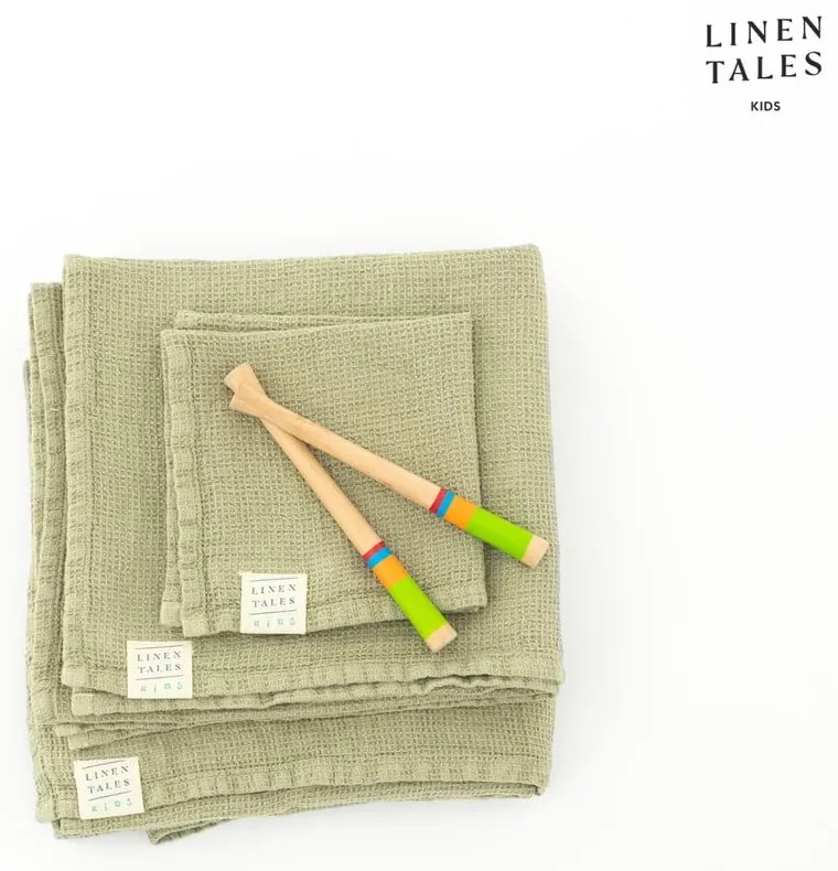 Prosop pentru copii verde deschis din in 45x90 cm – Linen Tales