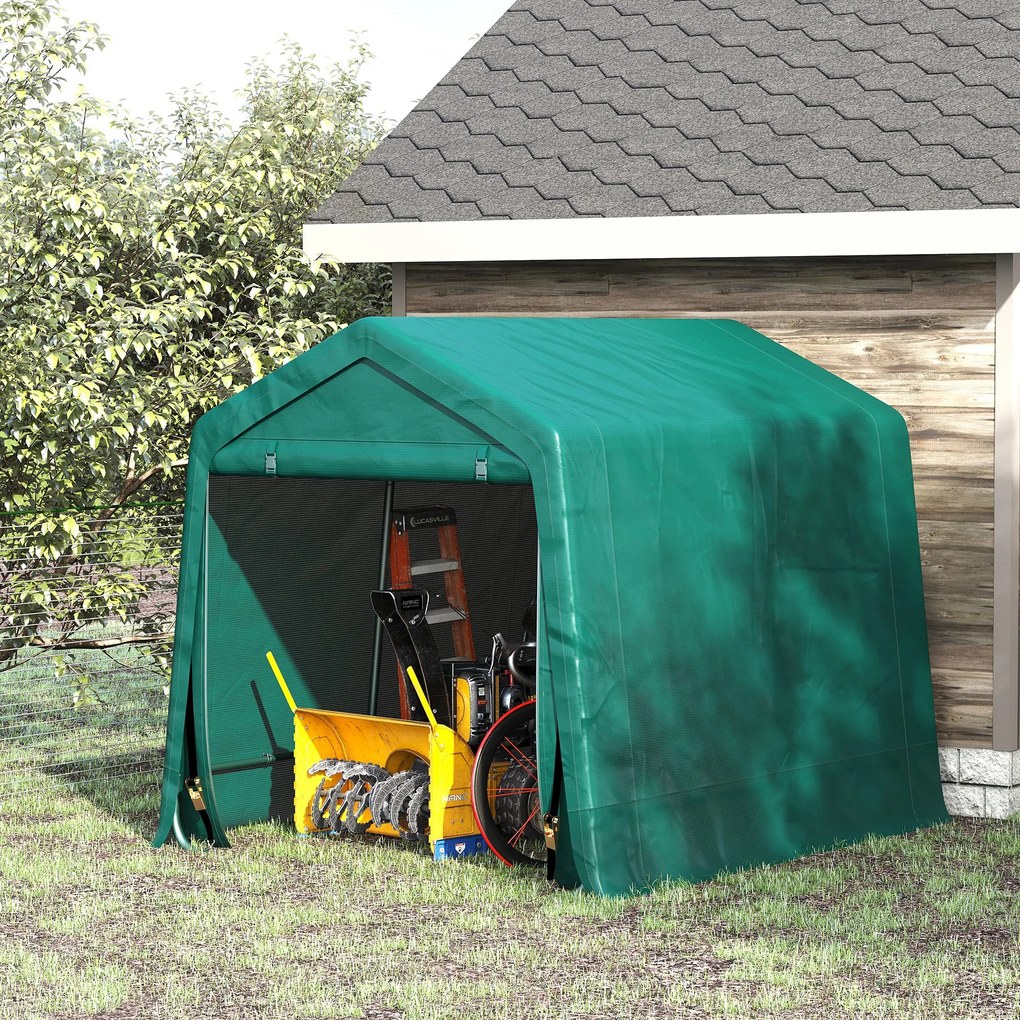 Copertina pentru masini Outsunny pentru Exterior 2,4x2m, Tesatura PE, Verde | Aosom Romania