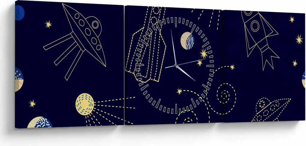 Tablou - Universul (cu ceas) (90x30 cm)