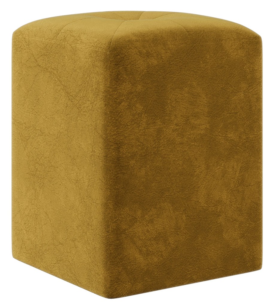Taburet Tapitat Talin, Ocru, Stofa, L 35 x l 35 x H 45 cm