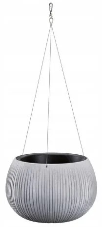 Ghiveci decorativ cu lant, rotund, gri, 2.3 L, 23.8x16.1 cm, Beton Bowl WS