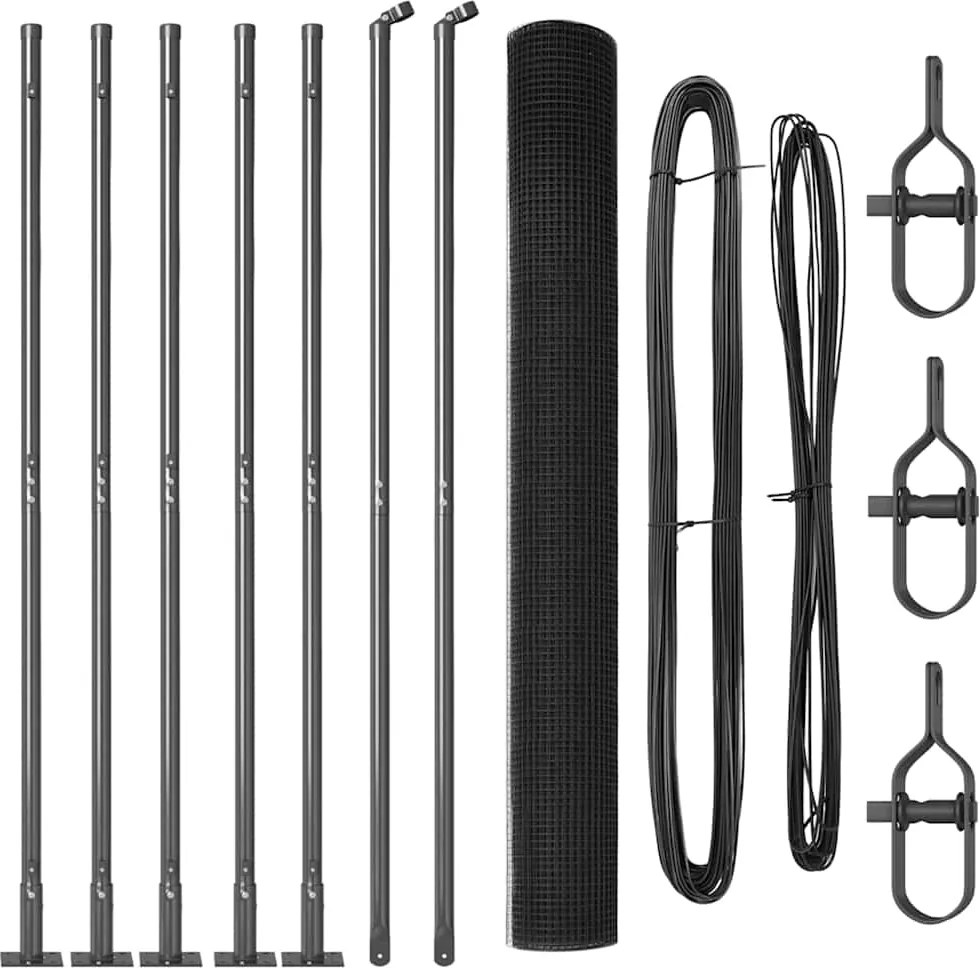 vidaXL Stâlp de gard. Gri 10 x 1,6 m (plasă de 12 x 12 mm) Oțel și PVC