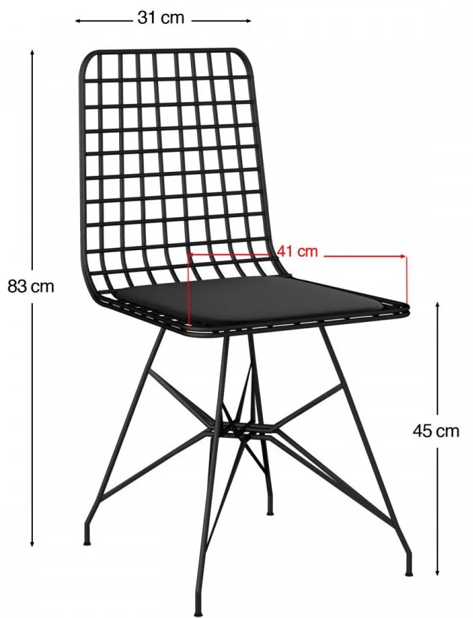 Set Masa si 4 Scaune Bucatarie BNDYMK001, PAL Melaminat / Metal, Negru