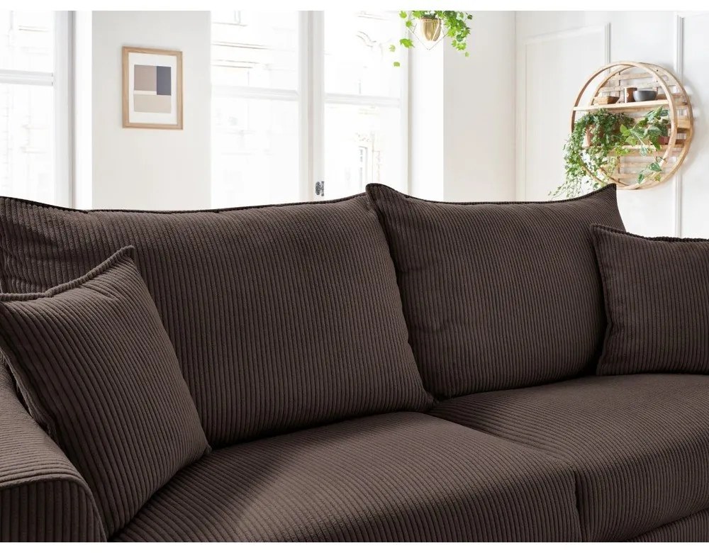 Canapea maro extensibilă cu tapițerie din catifea reiată 225 cm Augustin – Bobochic Paris