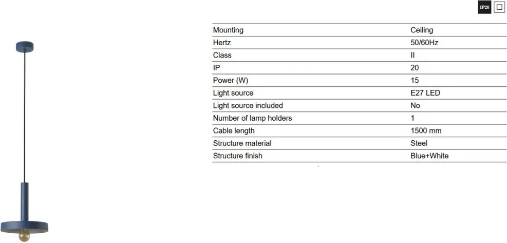 Pendul design modern WHIZZ albastru, alb