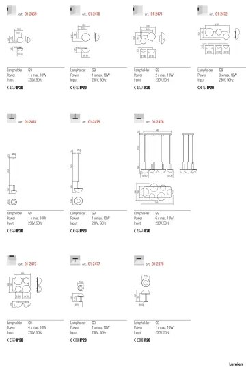 Aplica de perete Redo LUMIEN 01-2472, 3x G9, 10 W, 230 V, auriu/alb