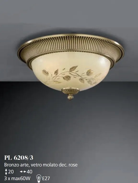Plafoniera din alama cu sticla decorata design italian D-40cm 6208