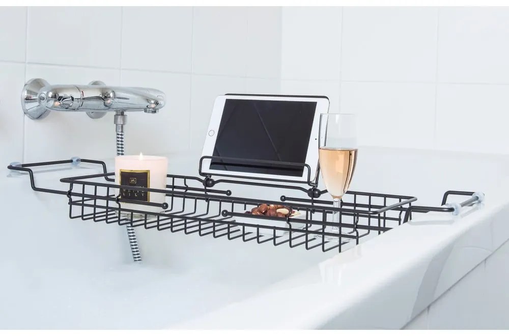 Suport reglabil din metal pentru cadă PT LIVING Tub, 61 - 86 cm, negru