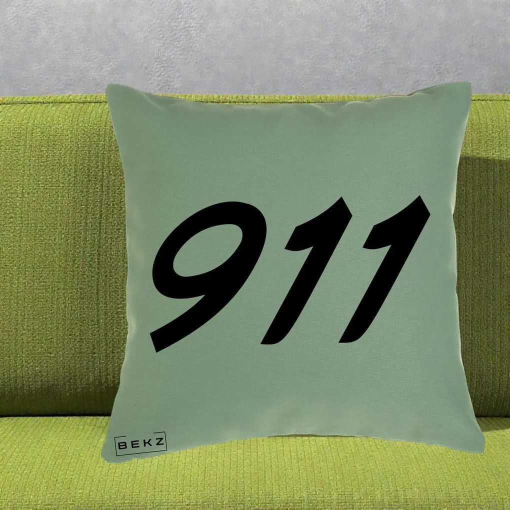 Perna Personalizata 911 Bold, 40x40 cm, Verde, Husa Detasabila, Perna Inclusa, BEKZ®