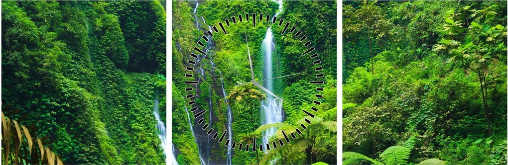 Tablou - Cascada Madakaripura, Java de Est, Indonezia (cu ceas) (90x30 cm)