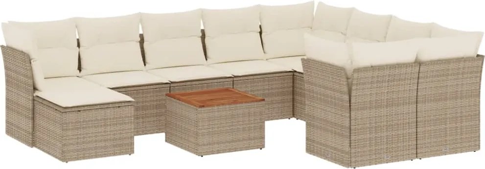 vidaXL Set canapele de grădină cu perne, 11 piese, bej, poliratan
