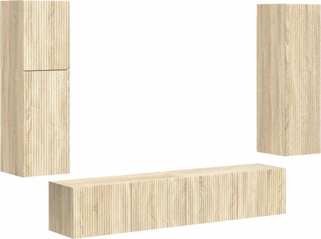 vidaXL Set comodă TV Pe perete 4 pcs Stejar Sonoma Lemn compozit