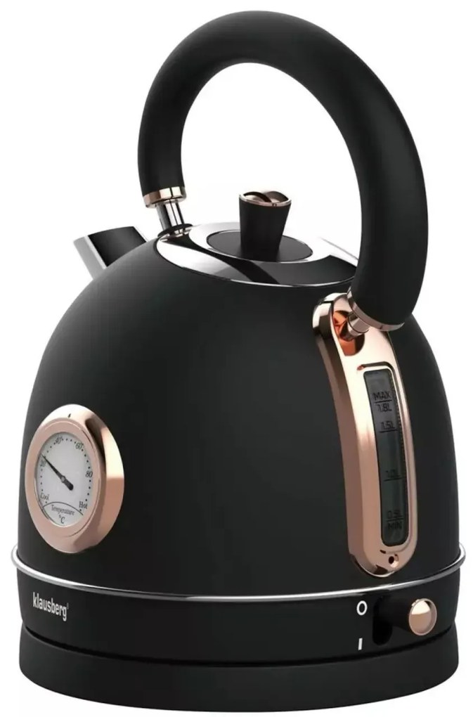 Fierbator de apa model rustic 1.8 l Klausberg KB7905 negru-auriu
