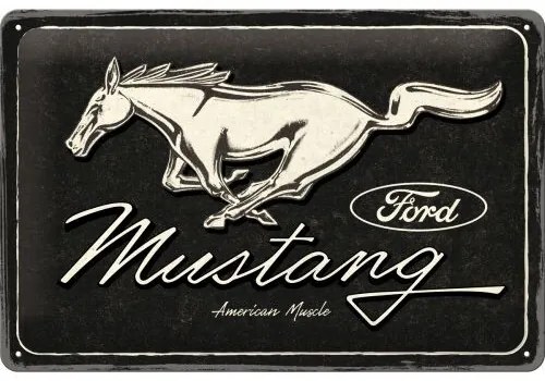 Placă metalică Ford - Mustang - Logo Black