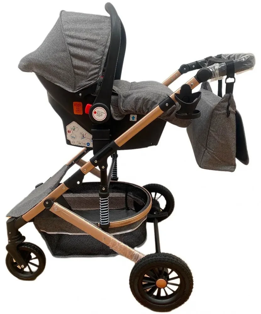 Carucior 3 in 1 reversibil cu scoica auto si geanta, 0-36 luni, Gri - CPC-10-gri