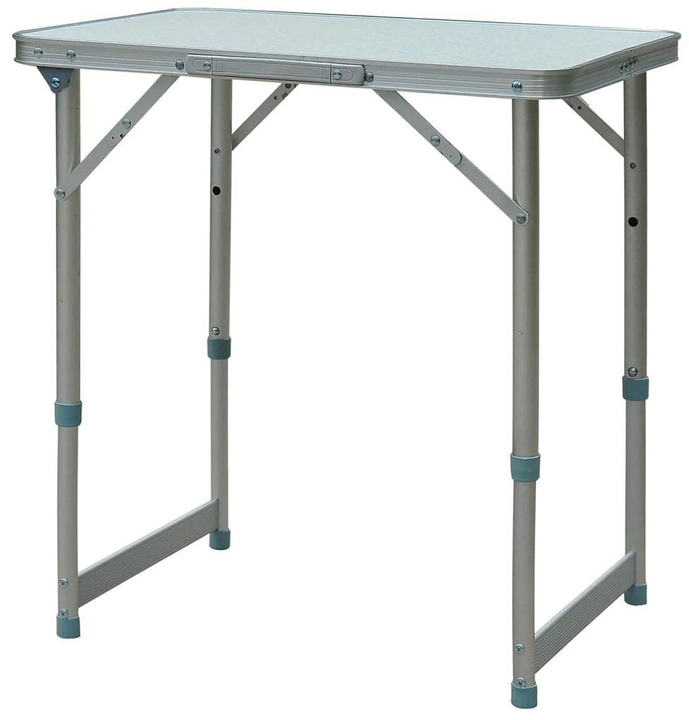 Outsunny Masă de Camping Pliabilă, Masă Universală, Masă de Transport pentru Grădină, Masă Pliabilă Reglabilă, Aluminiu + MDF Alb 60 x 45 x 47,5/64 cm | Aosom Romania