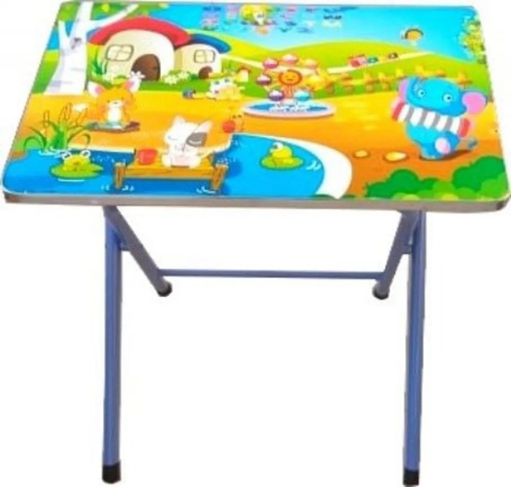 Masuta pliabila pentru copii din MDF Novokids™ My first folding table, cu scaun pliabi, dimensiuni 60X40X56, 2 niveluri de inaltime, suprafata