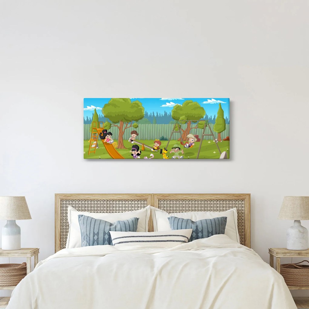 Tablou - Copii la locul de joacă (120x50 cm)
