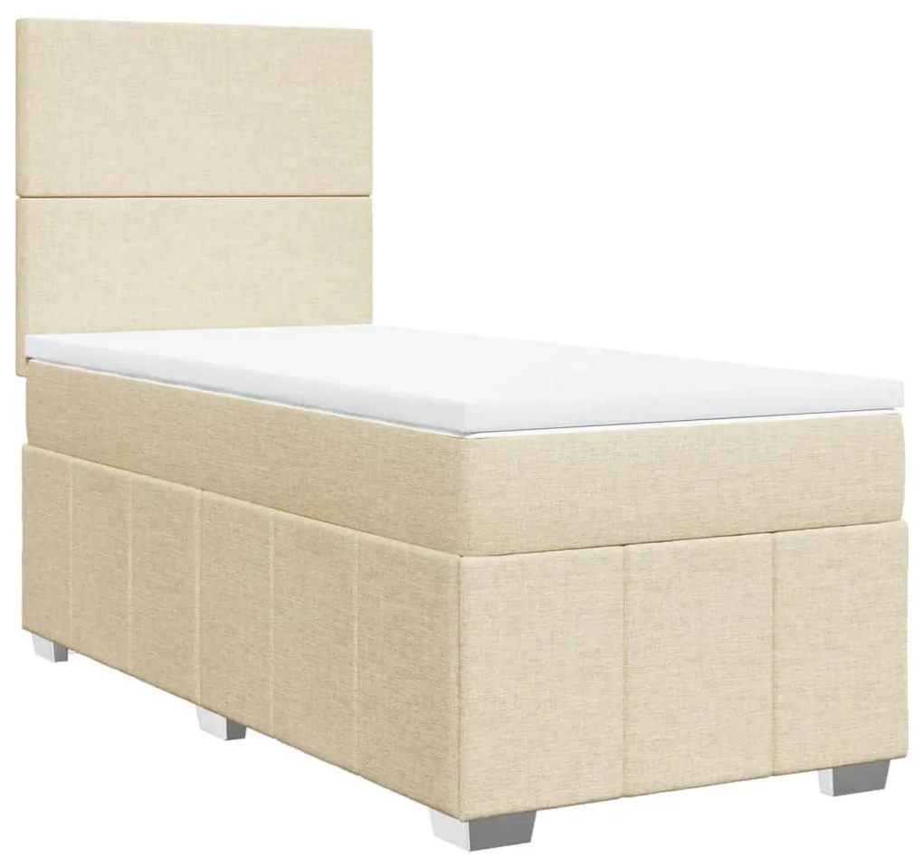 3291577 vidaXL Pat box spring cu saltea, crem, 100x200 cm, textil