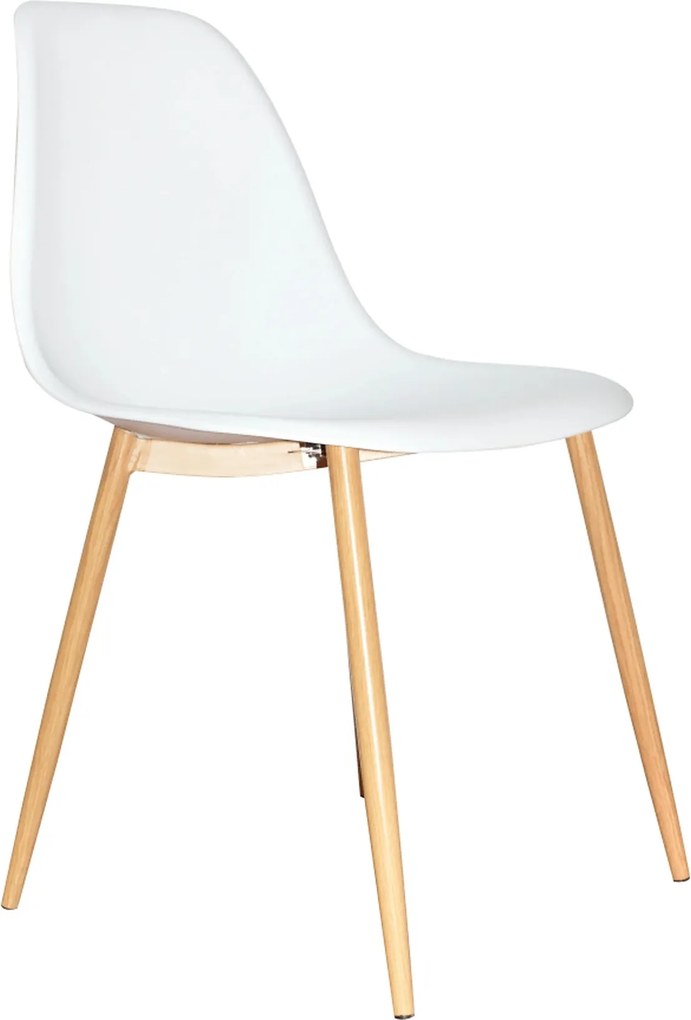 Scaun SINTIA, alb/stejar, plastic/metal, 46x53x85 cm