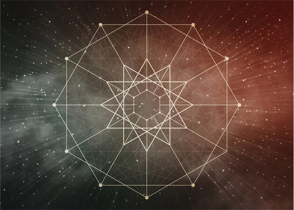 Tablou pe sticlă - Dodecagrama cosmică (70x50 cm)