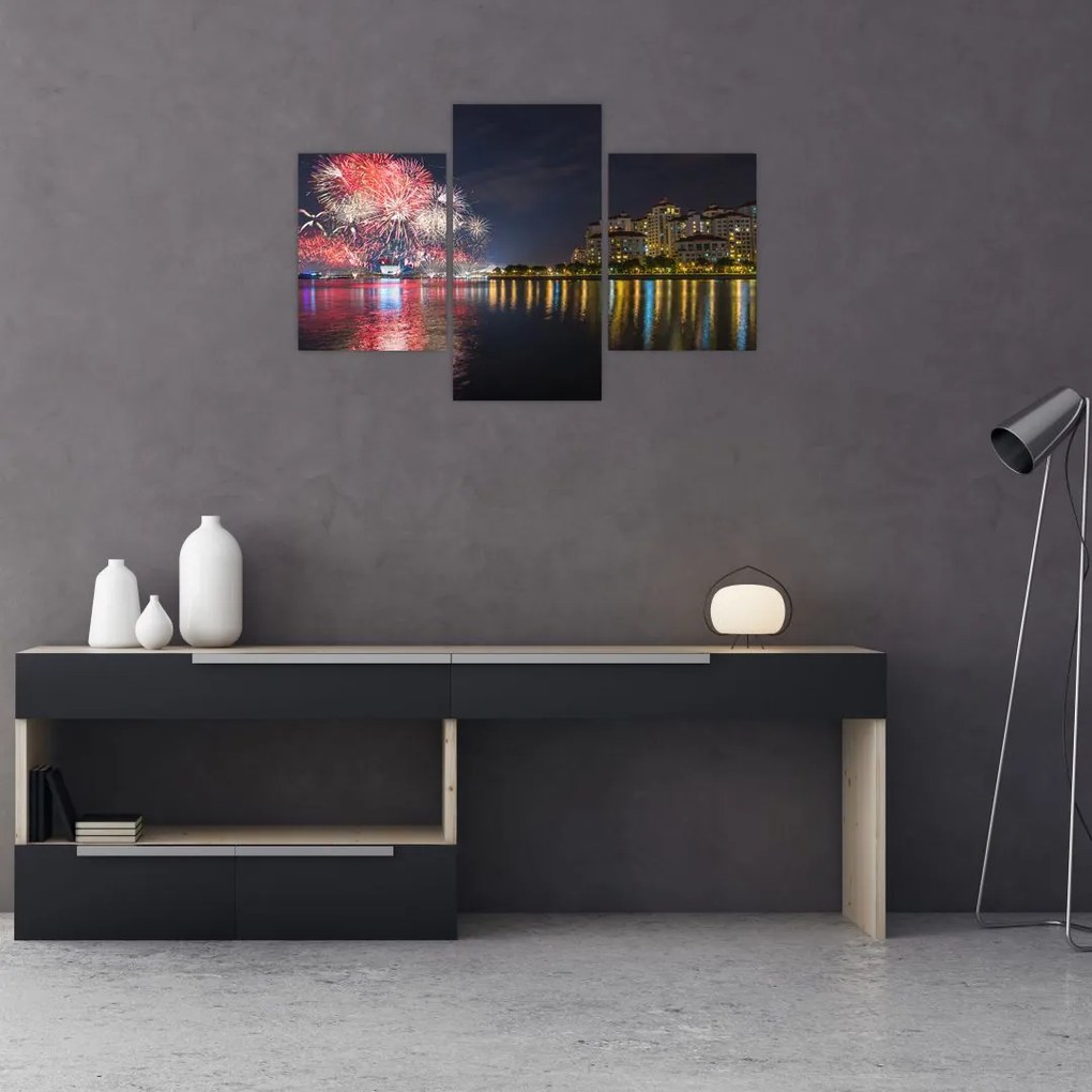 Tablou cu artificii in Singapur (90x60 cm)