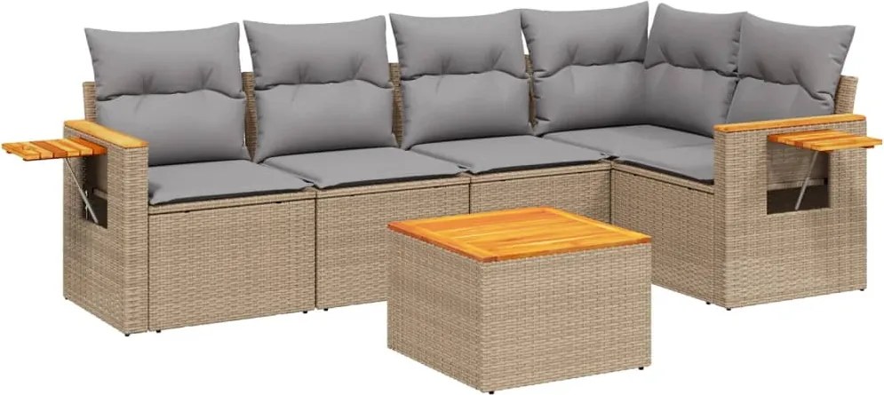 vidaXL Set canapele de grădină cu perne, 6 piese, bej, poliratan