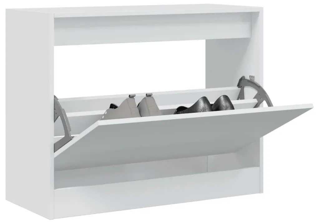 vidaXL Pantofar, alb, 80x34x63 cm, lemn prelucrat