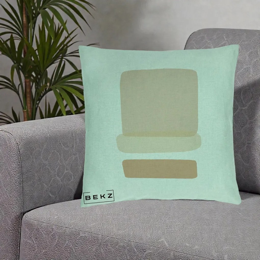 Perna Decorativa Abstract Forme Bej Poudre, 40x40 cm, Verde Menta, Husa Detasabila, Perna Inclusa, BEKZ®
