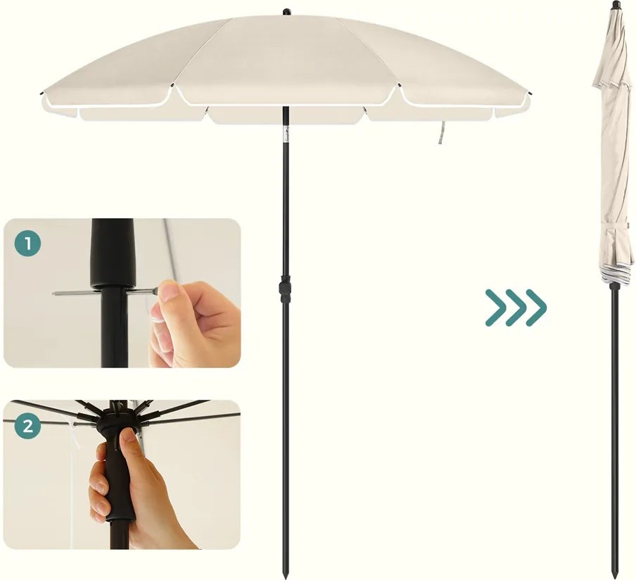 Umbrelă SOLARA, Ø200 cm, bej SongmicsHome