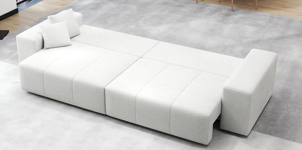 Canapea extensibilă dumonde cu ladă de depozitare si sezut confortabil din spuma high-density, Marbela Euphoria Ivory XXL 295x100 cm