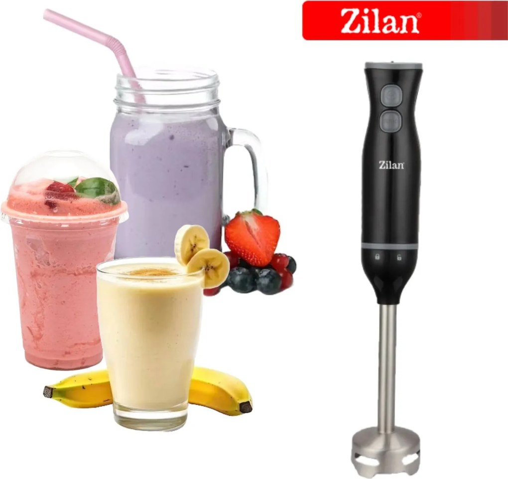 Mixer vertical Zilan ZLN5220 Negru, putere 250W, lame din otel, baza detasabila