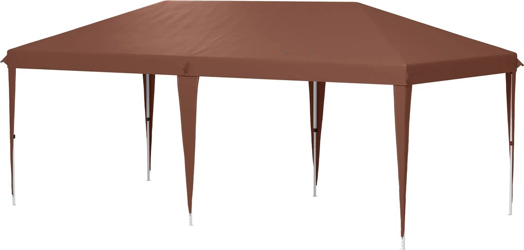 Outsunny Copertină 6 x 3 m cort de grădină pop-up pliabil sac inclus oțel epoxidic Oxford înaltă densitate maro | Aosom Romania