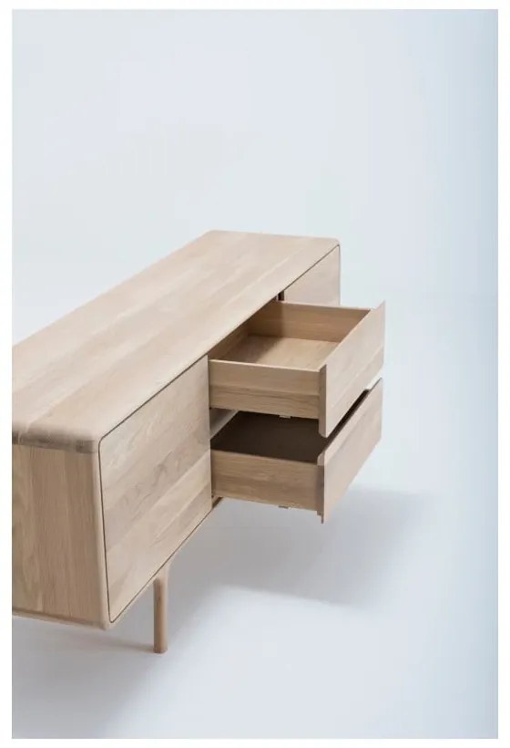 Comodă TV din lemn masiv de stejar Gazzda Fawn