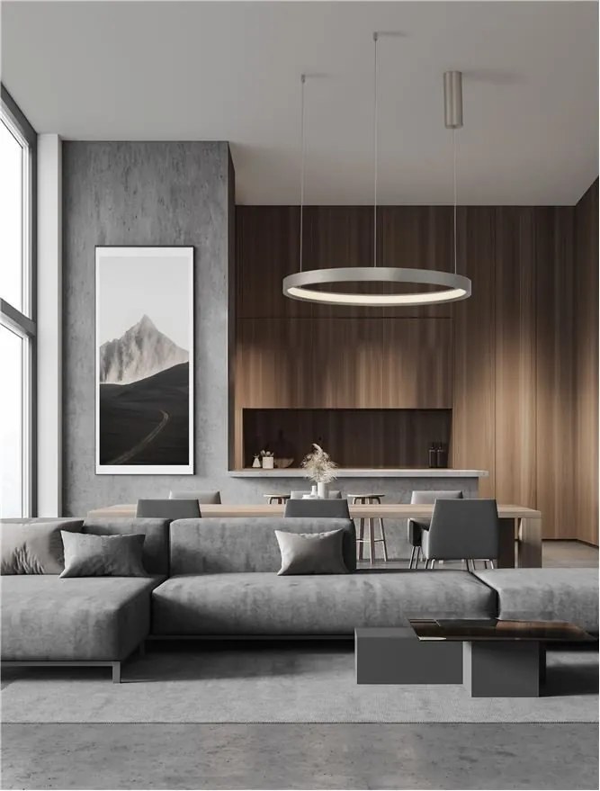 Lustra LED suspendata design modern circular PERRINE D-60cm argintie