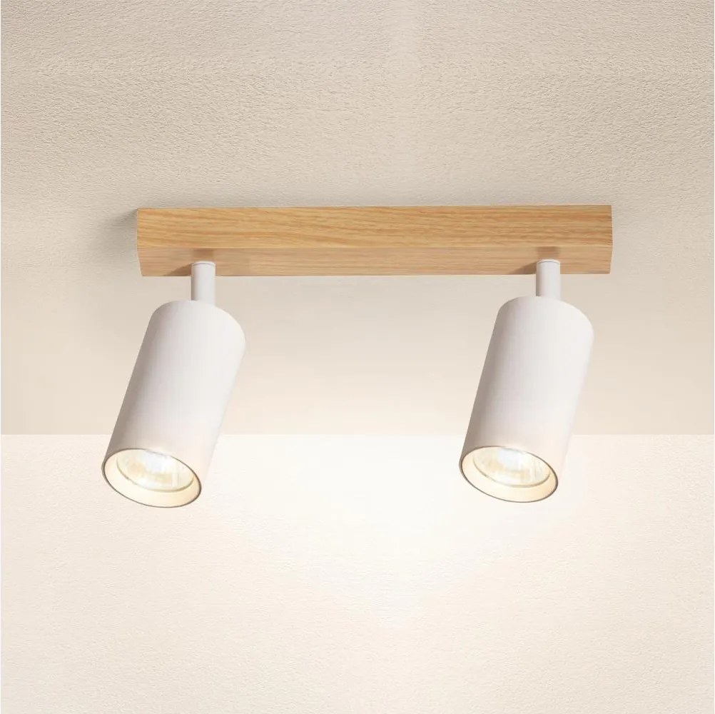 Brilagi - Spot aplicat SELE, 2x GU10/30W/230V, alb/decor stejar