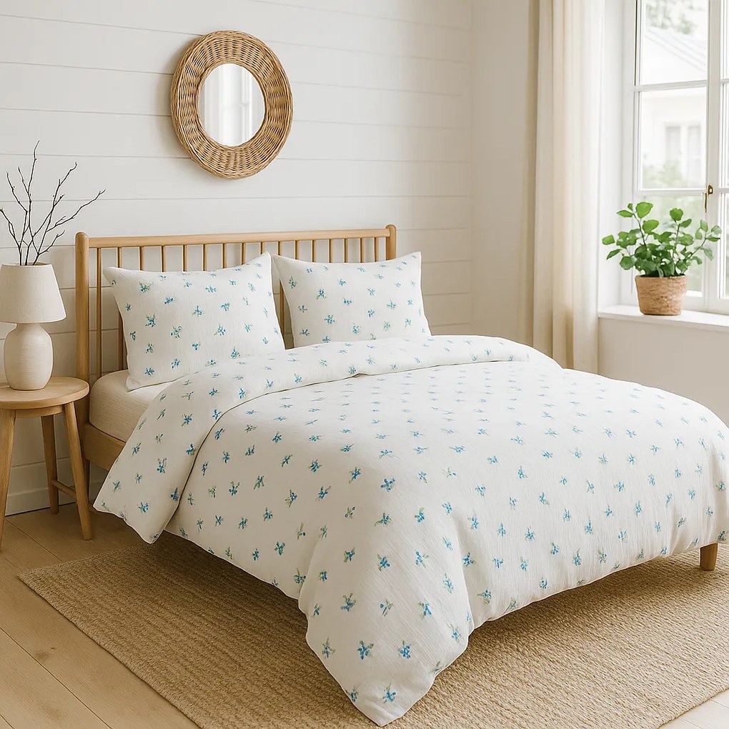 Lenjerie de pat din muselină Matex Afine, 140 x 200 cm, 70 x 90 cm