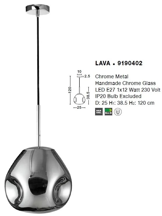 Lustra / Pendul design modern decorativ Lava crom NVL-9190402